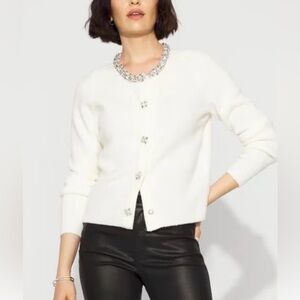 WHBM WHITE HOUSE BLACK MARKET Embellished Button-Front Cardigan SWEATER XL